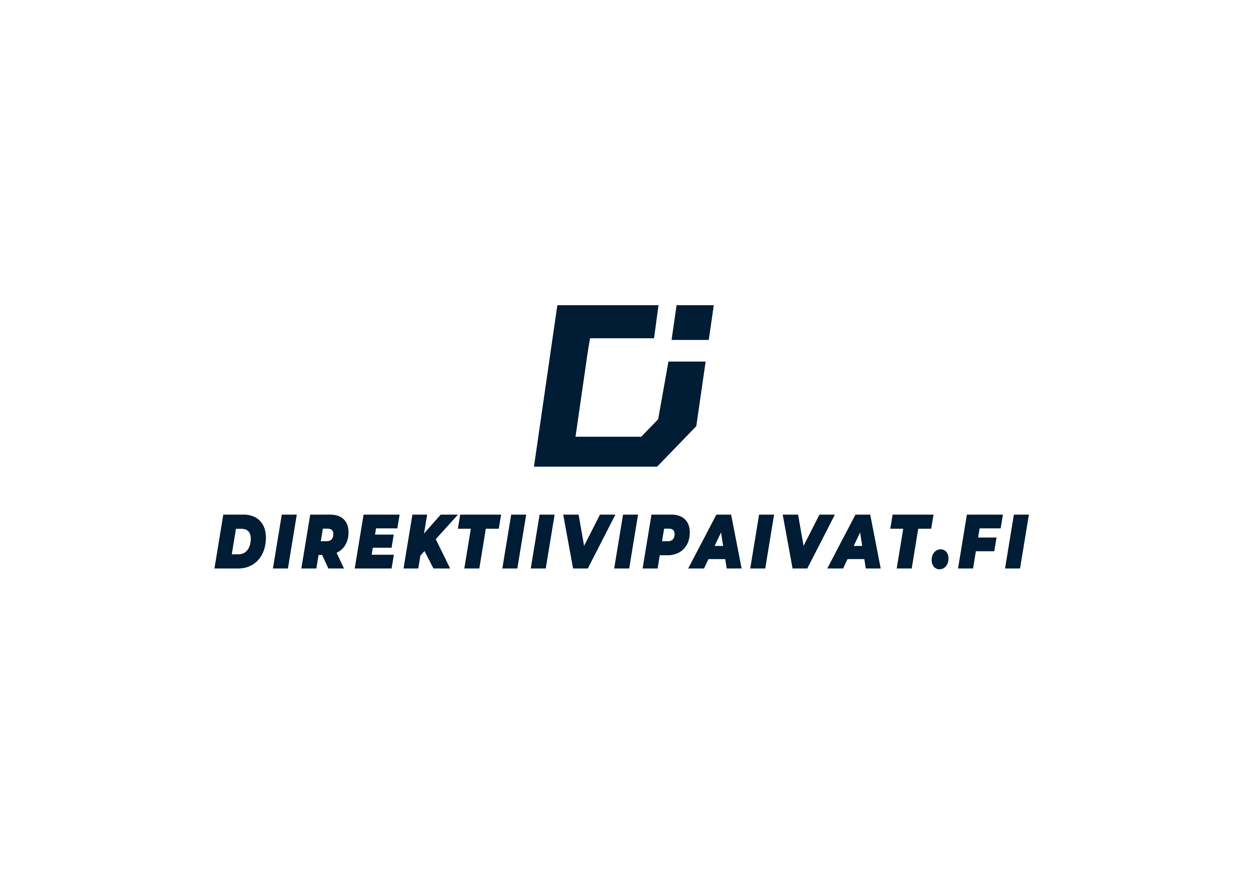 Direktiivipaivat.fi-logokuvio, jossa on musta geometrinen symboli ja teksti alle.