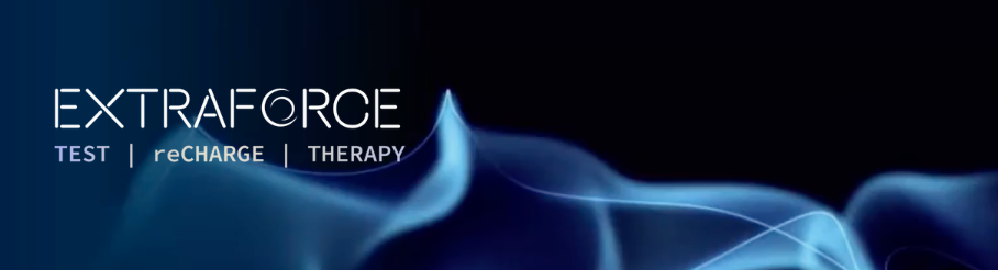 Extraforce logo with tagline ‘Test | Recharge | Therapy’ on a dark background.