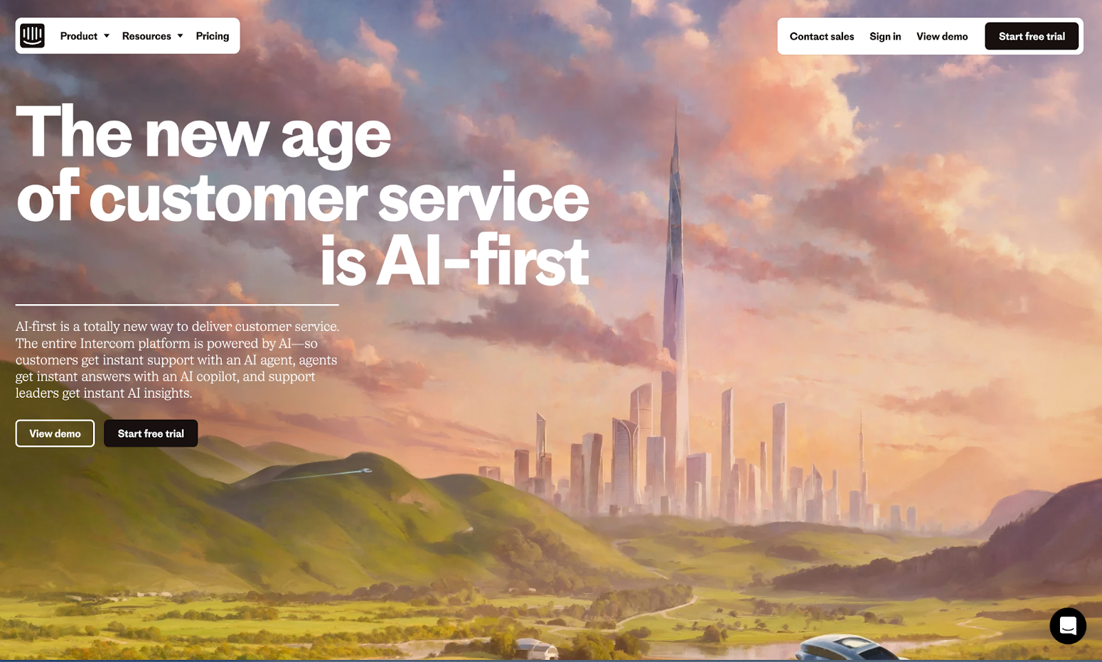 Intercom homepage design