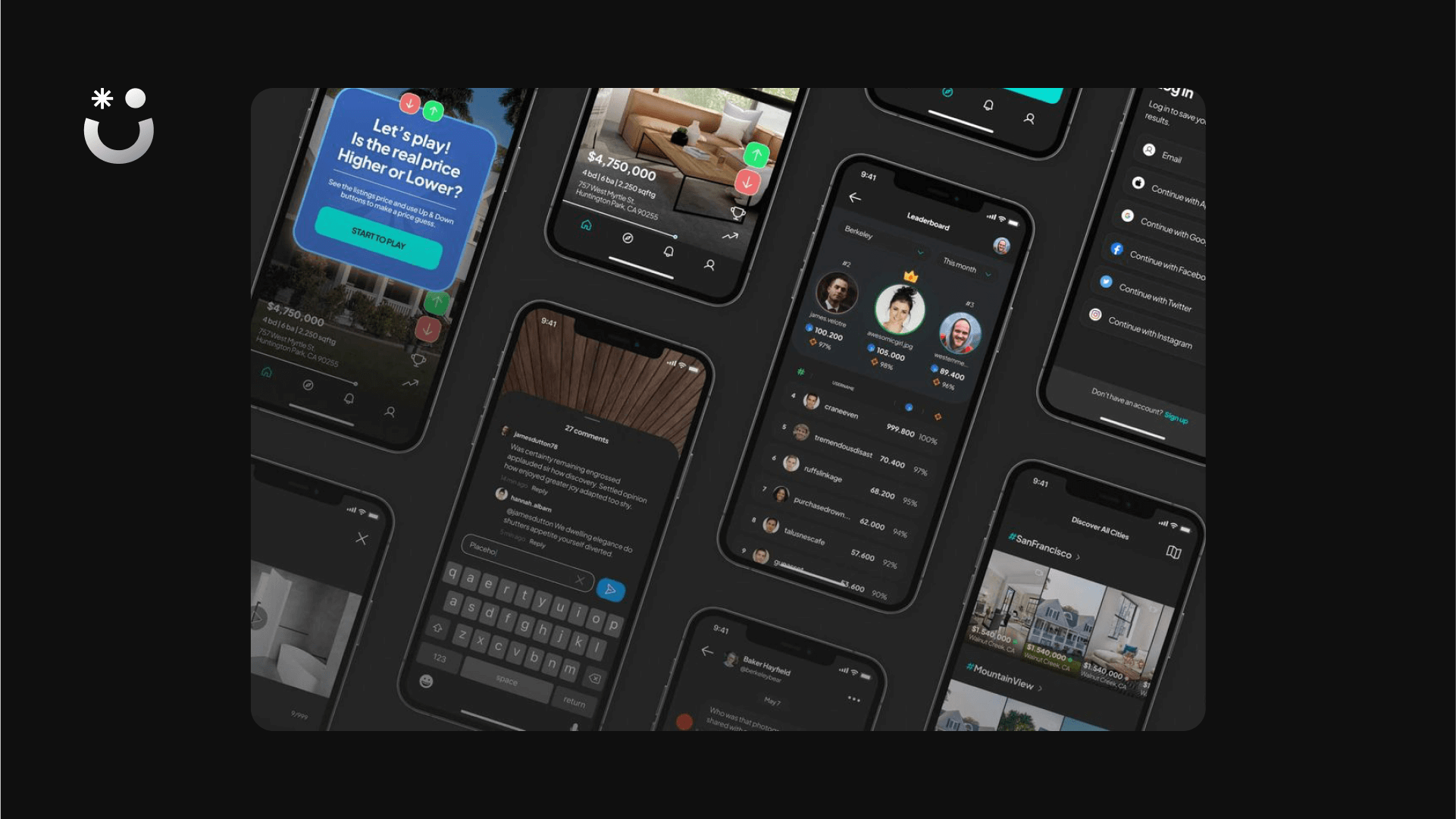 Many screens of Awesomic's full revamp of Playhouse's UI