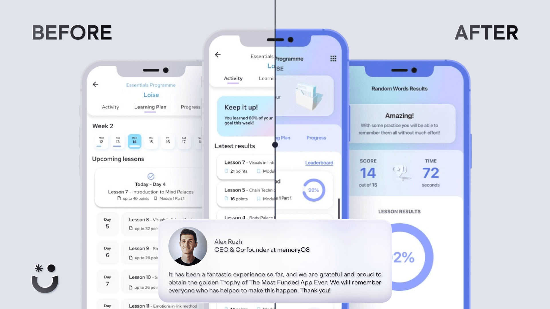 Awesomic's work with the MemoryOS app. UI, Product, and Design.
