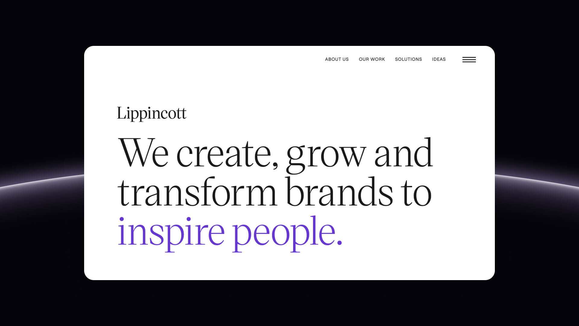 Lippincott timeless and sophisticated homepage featuring global projects for Nokia, Coca-Cola, and Starbucks.