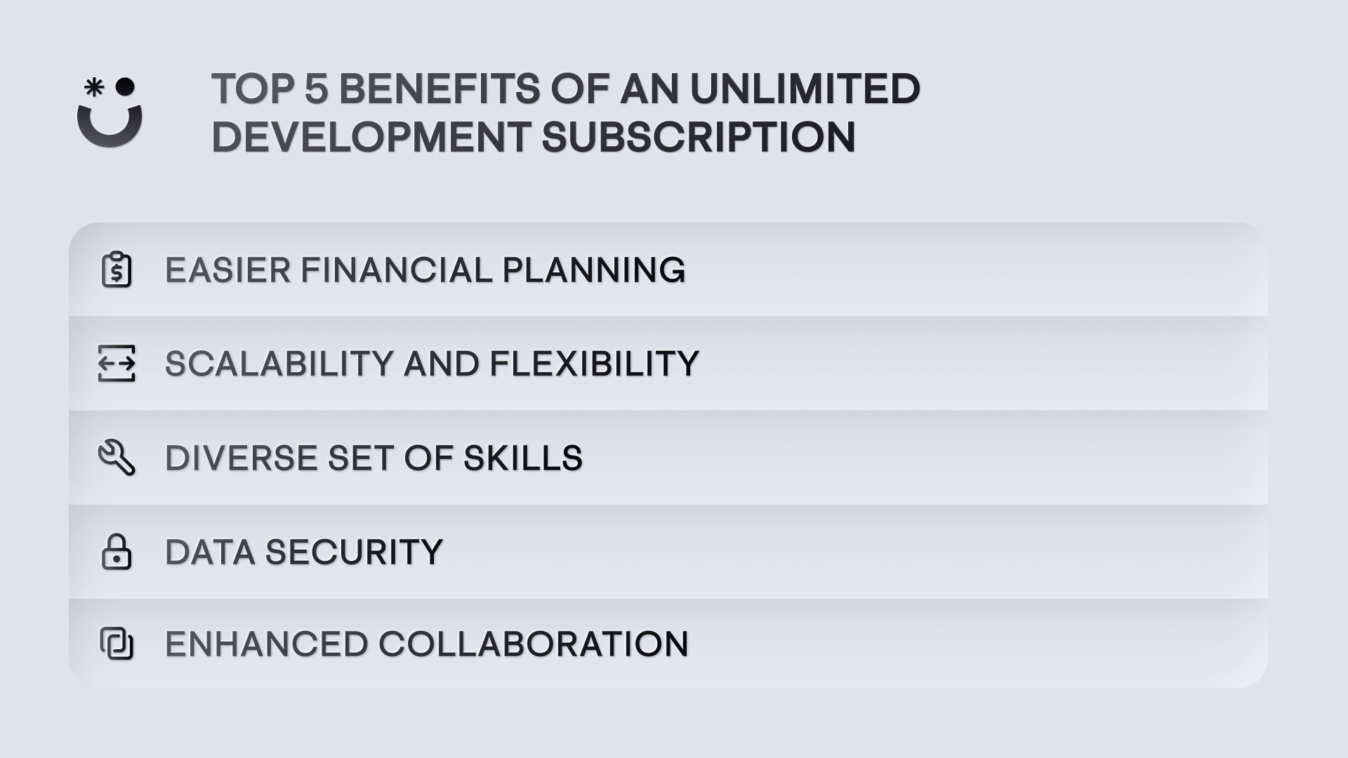 Unlimited development subscription make for easier financial planning, scalability, and better collaboration. 