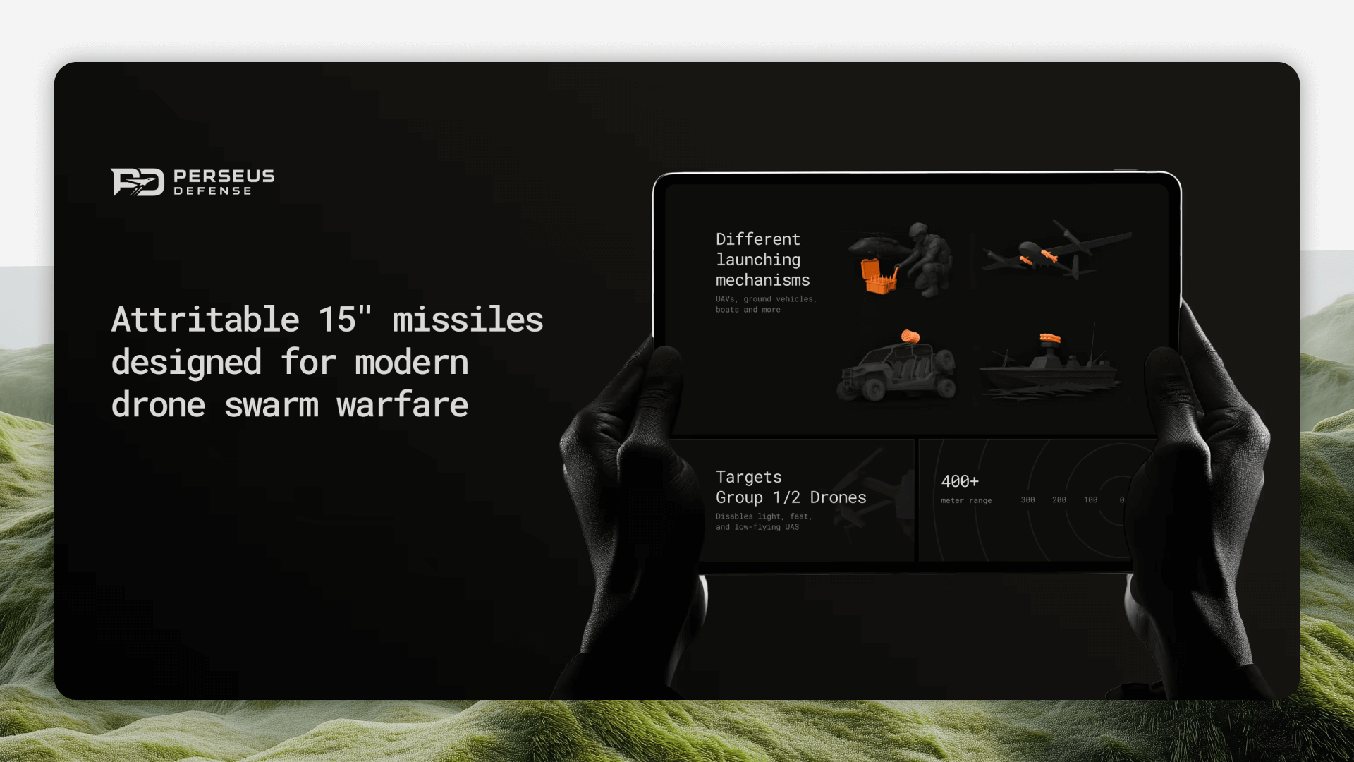 Perseus Defense (YC S25) website and videos created with Awesomic.