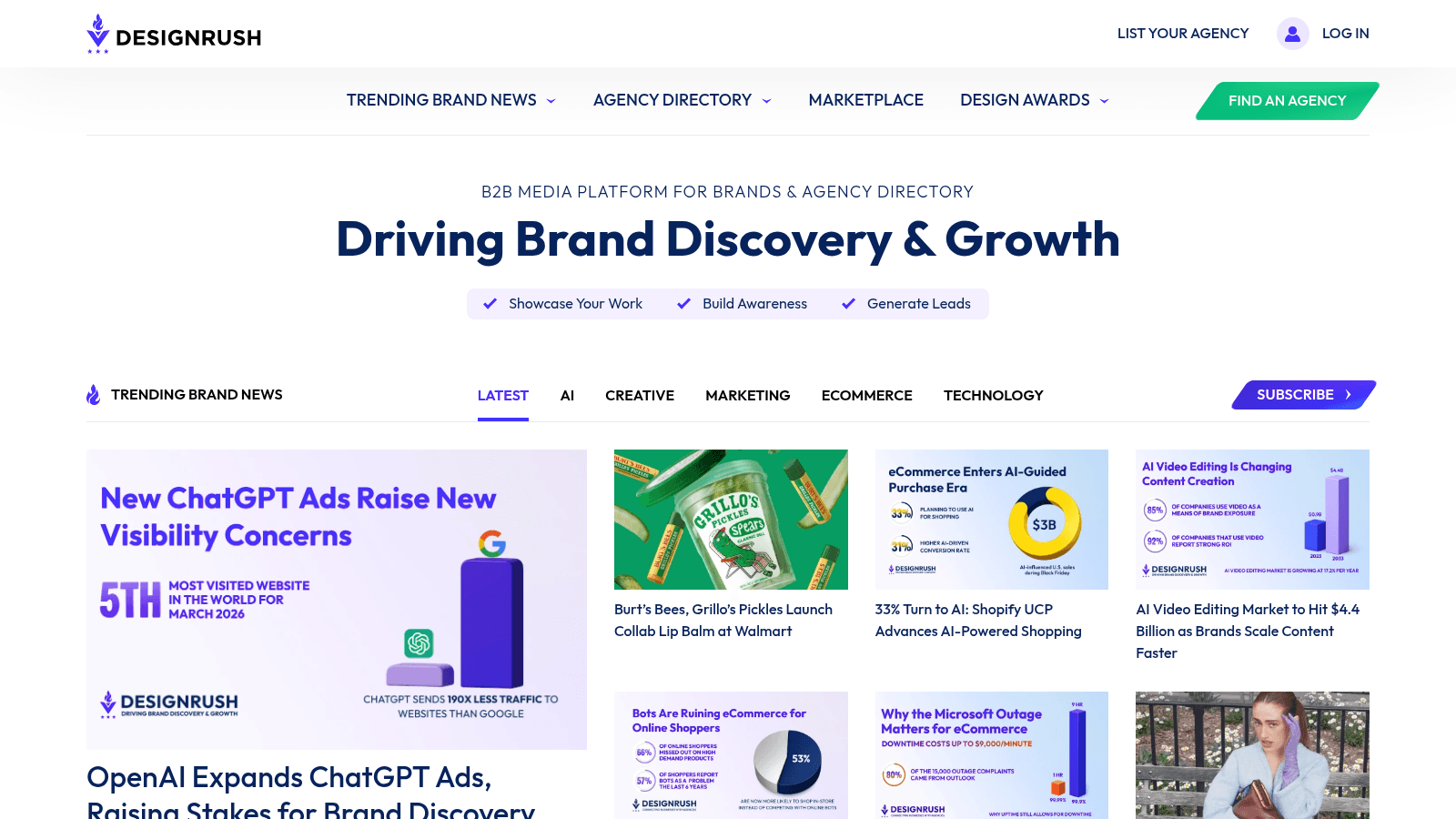DesignRush as one of the top healthcare web design agencies