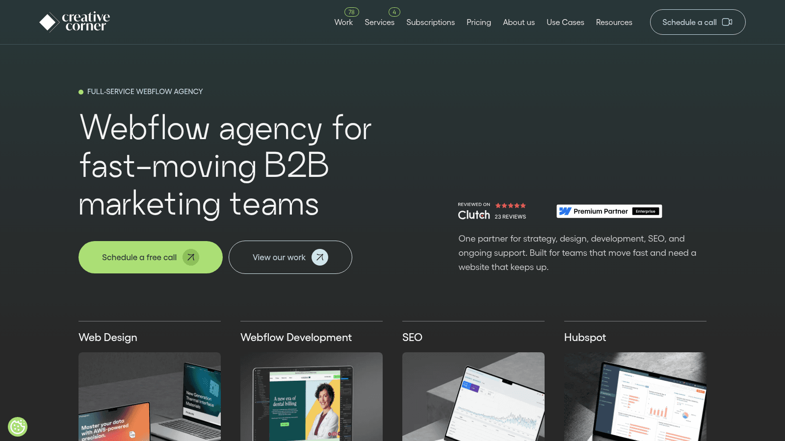 Creative Corner Studio as one of the top webflow design agencies