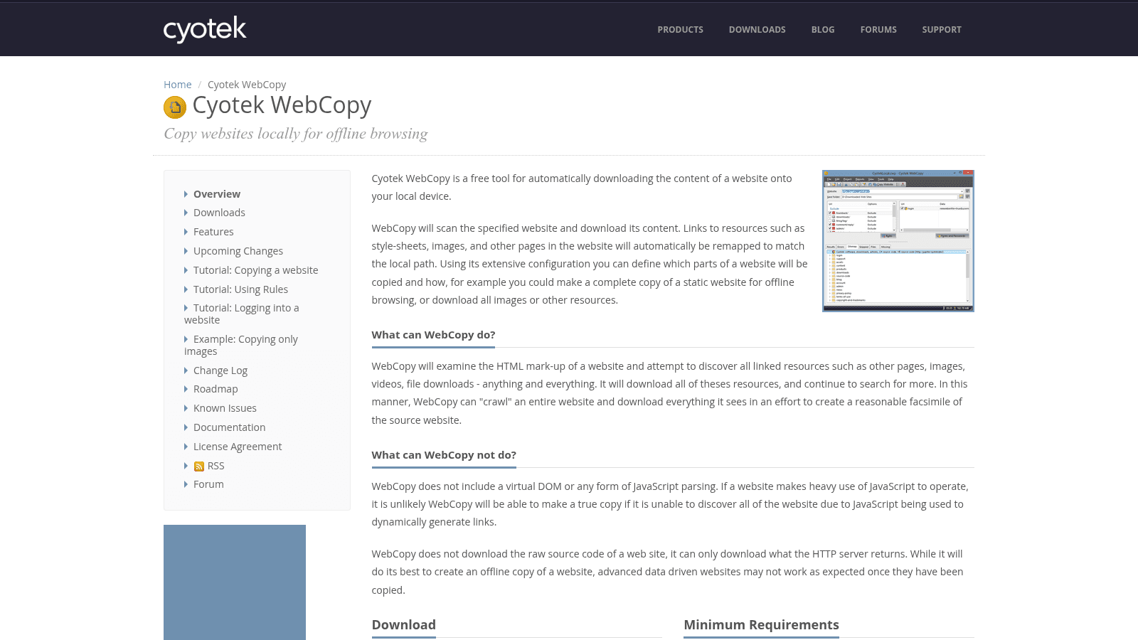 Cyotek WebCopy for how to copy a website