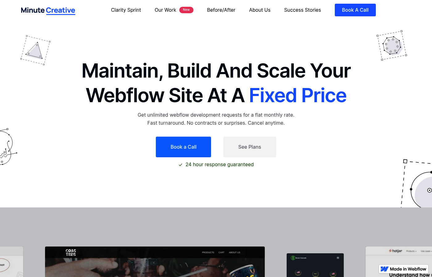 Minute Creative as a top Webflow design subscription