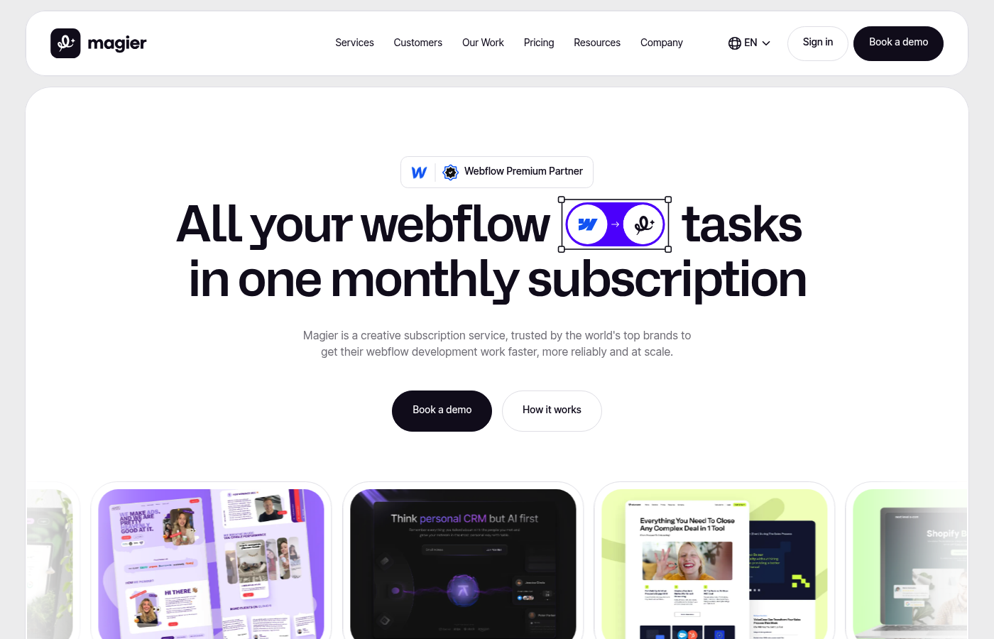 Magier as a top Webflow design subscription