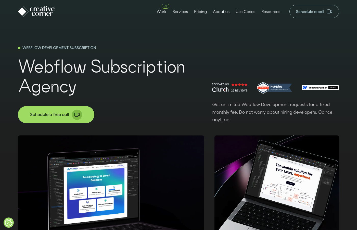 Creative Corner Studio as a top Webflow design subscription