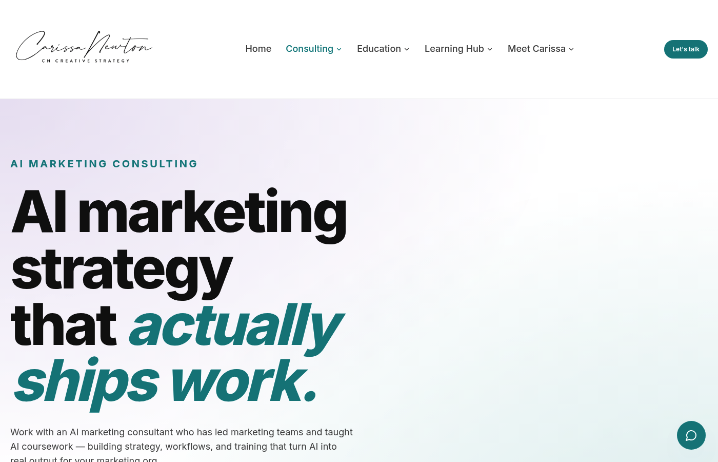 Carissa Newton as an AI consulting agency for creative teams