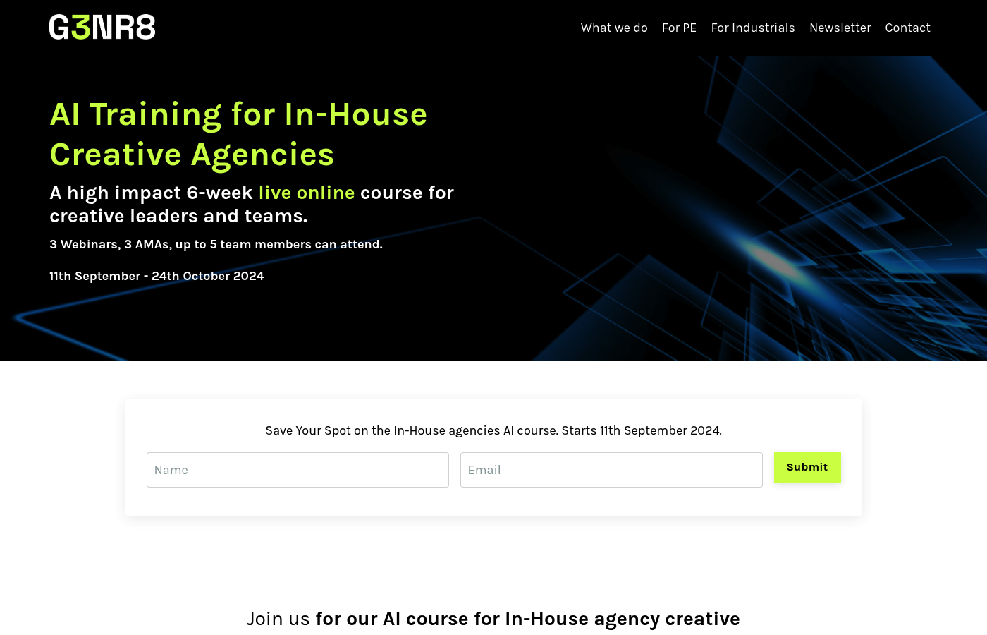 G3NR8 as an AI consulting agency for creative teams