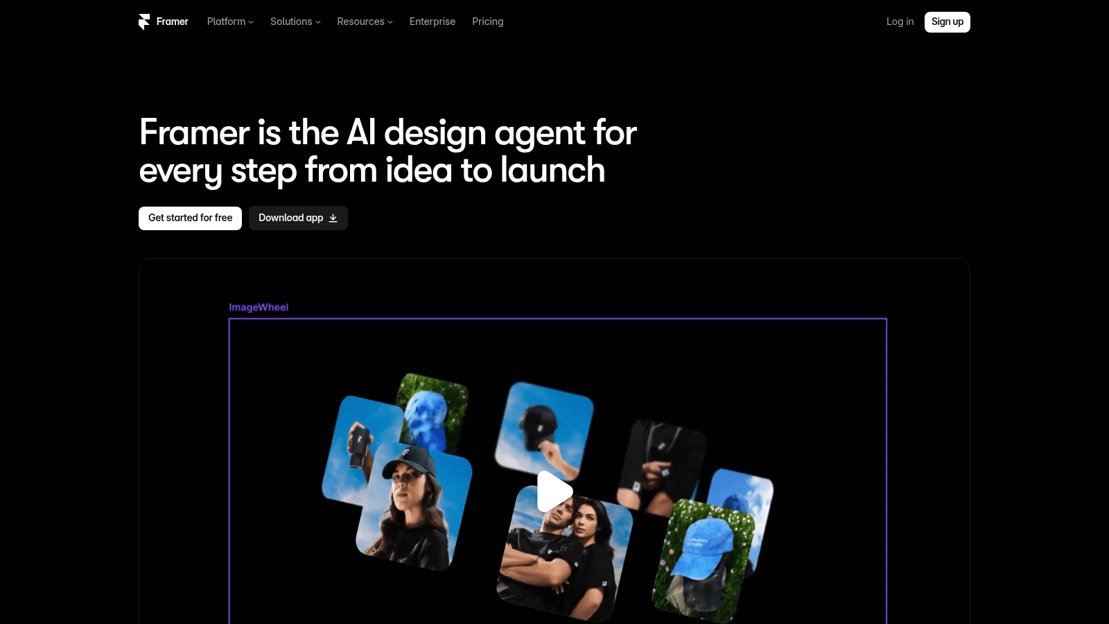 Framer homepage in a framer vs webflow comparison