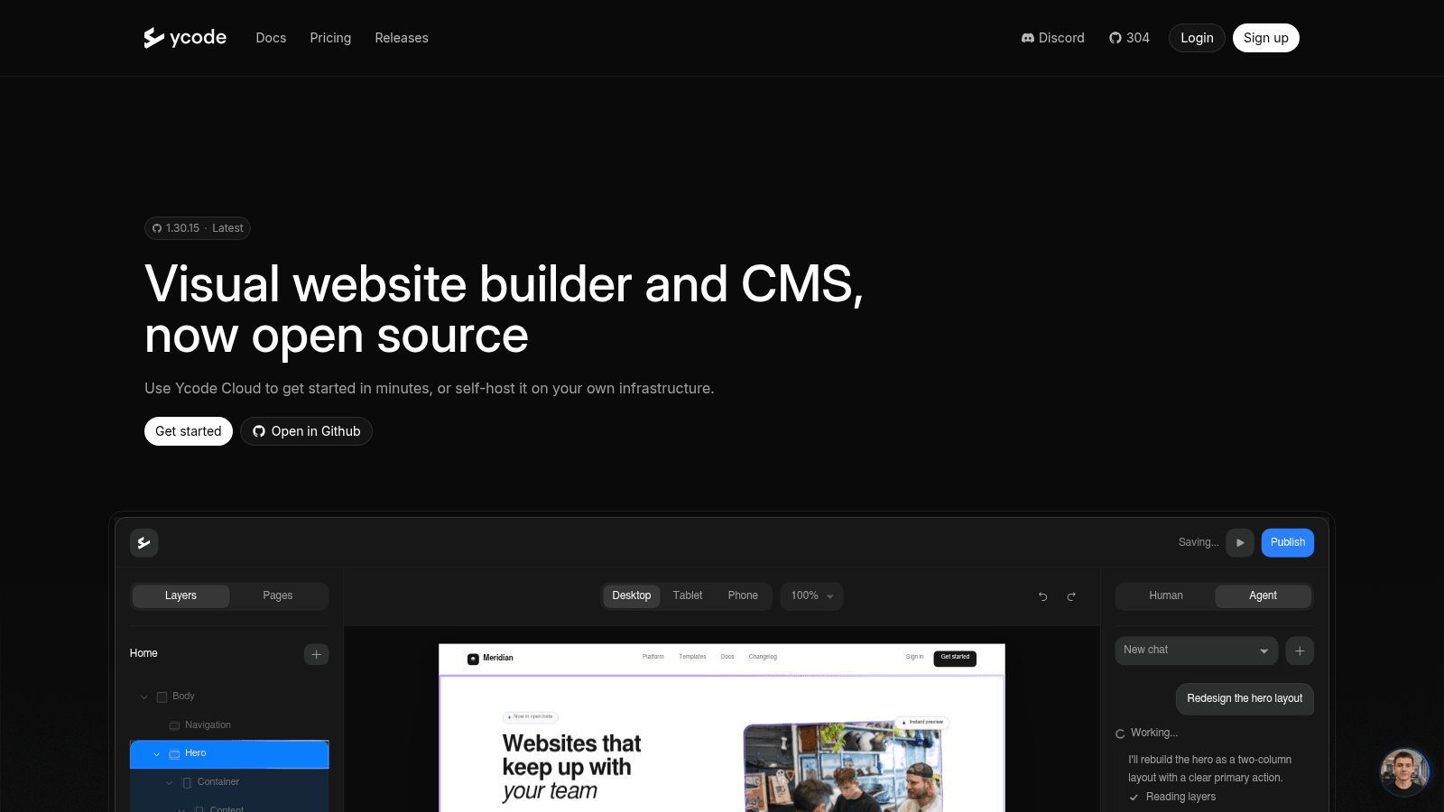 Ycode as a top webflow alternative