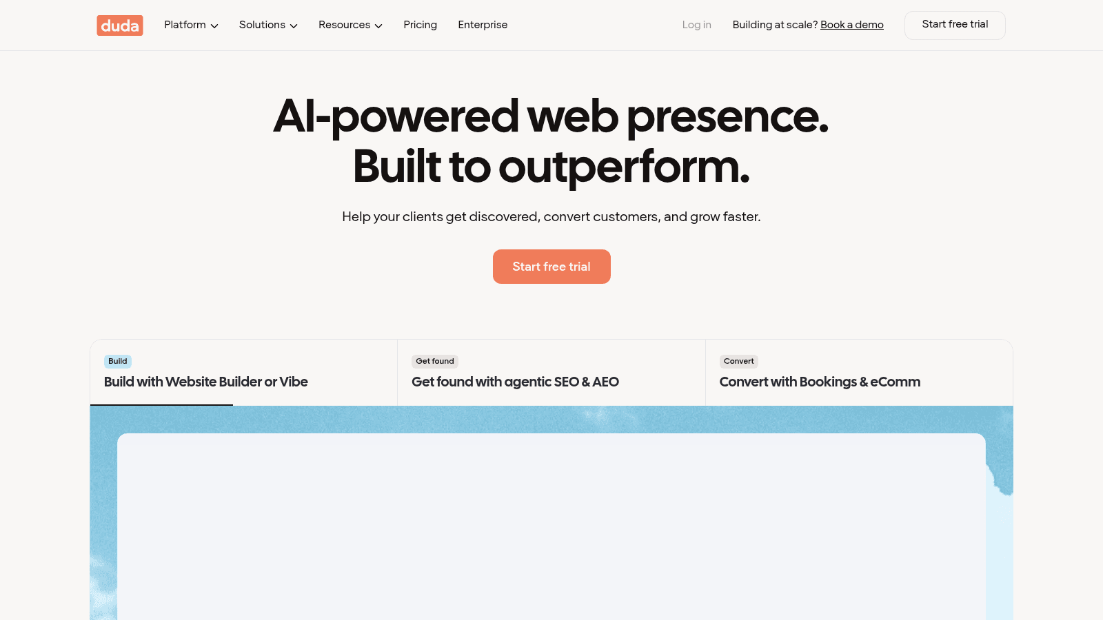 Duda as a top webflow alternative