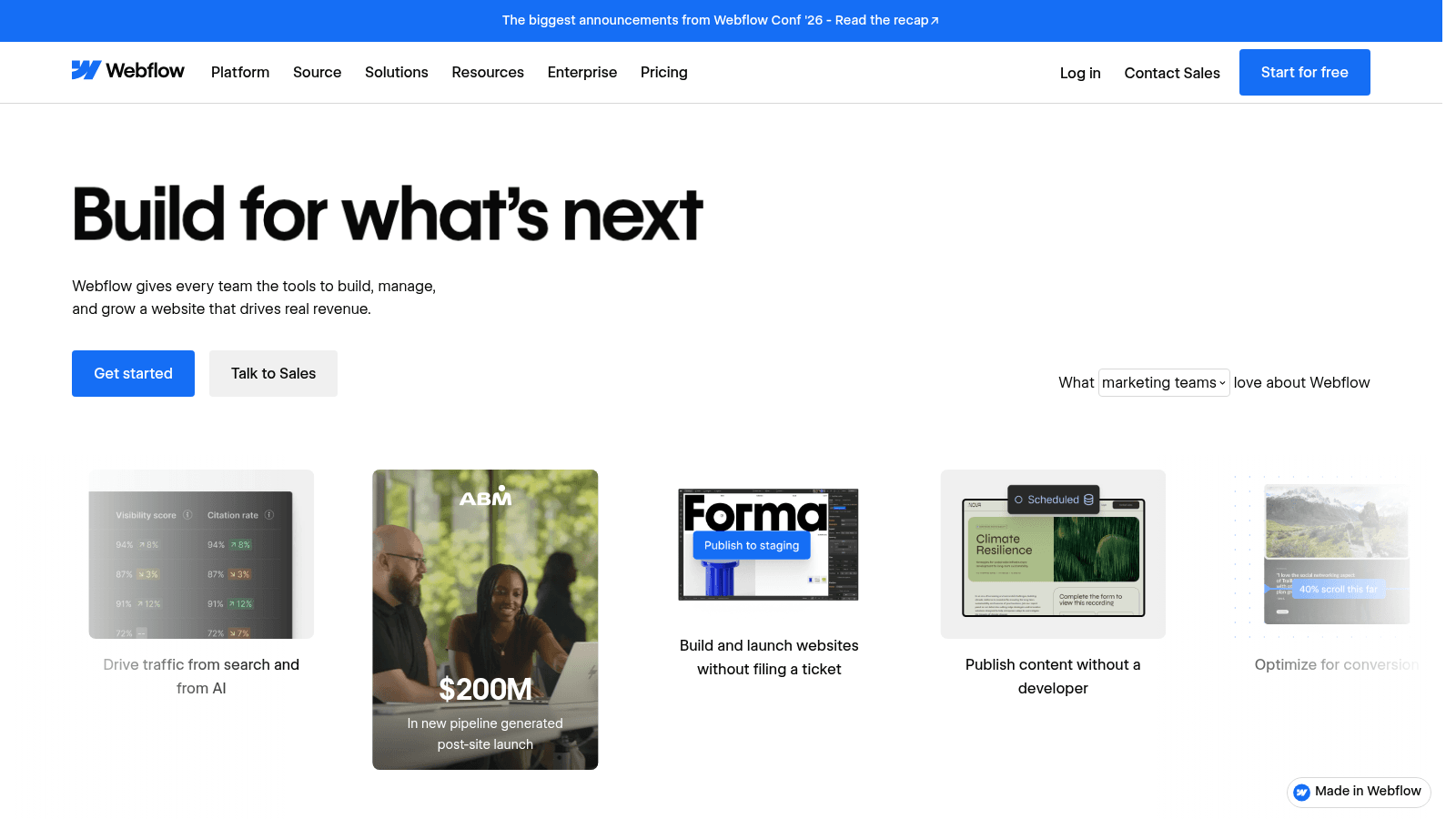 Webflow as a top website builder