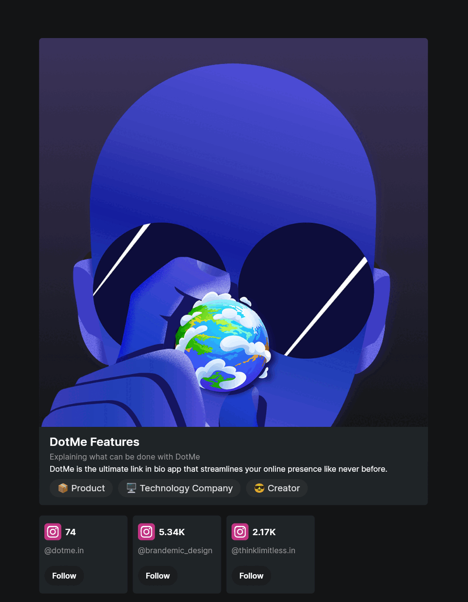 DotMe Link in bio tool for Businesses