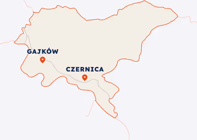 Mapka rozkładu jazdy w gminie Czernica realizowanego przez Turbo-Trans.
