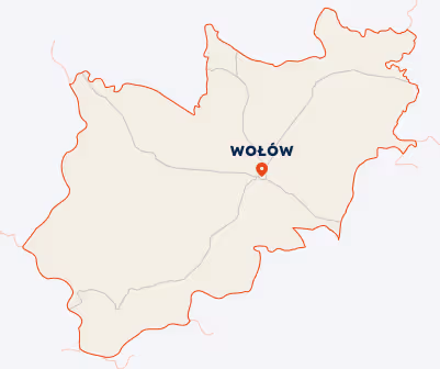 Mapka rozkładu jazdy w gminie Wołów realizowanego przez Turbo-Trans.