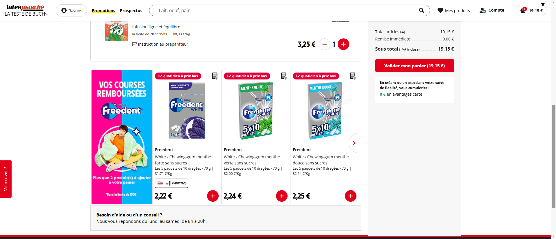 Bannière Freedent sur un site ecommerce