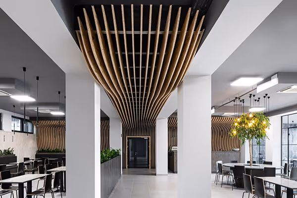 Working with Design and Build Hungary Ltd. I contributed to the rapid feature design of a timber plate manufacturer's canteen refurbishment.