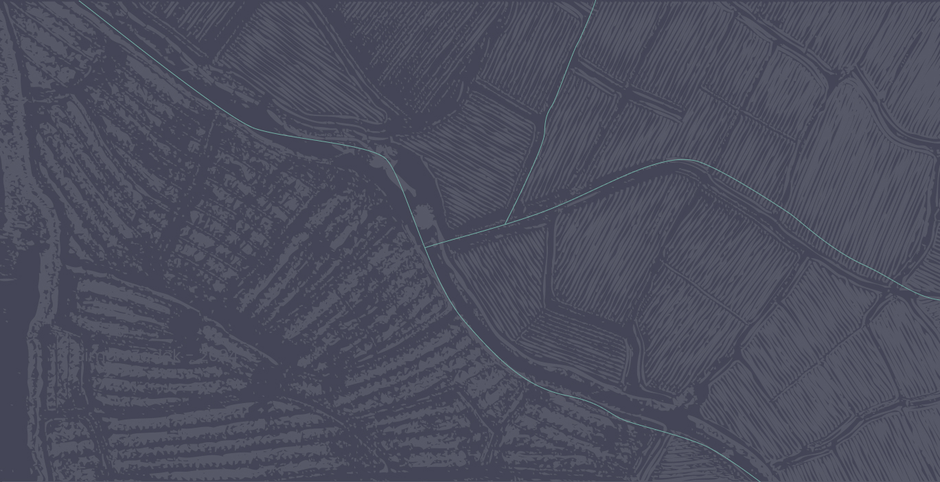 Dark schematic of a contour map diagram of an agricultural field. 