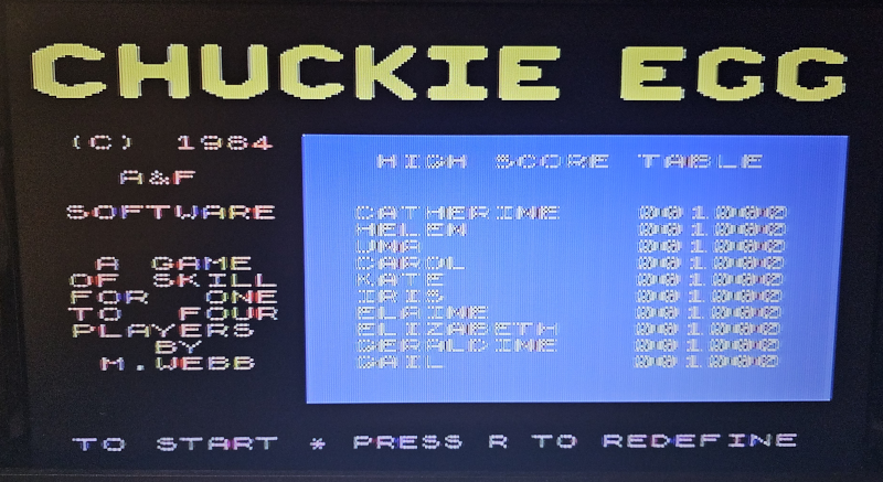 Poor photo of Chuckie Egg Title Screen