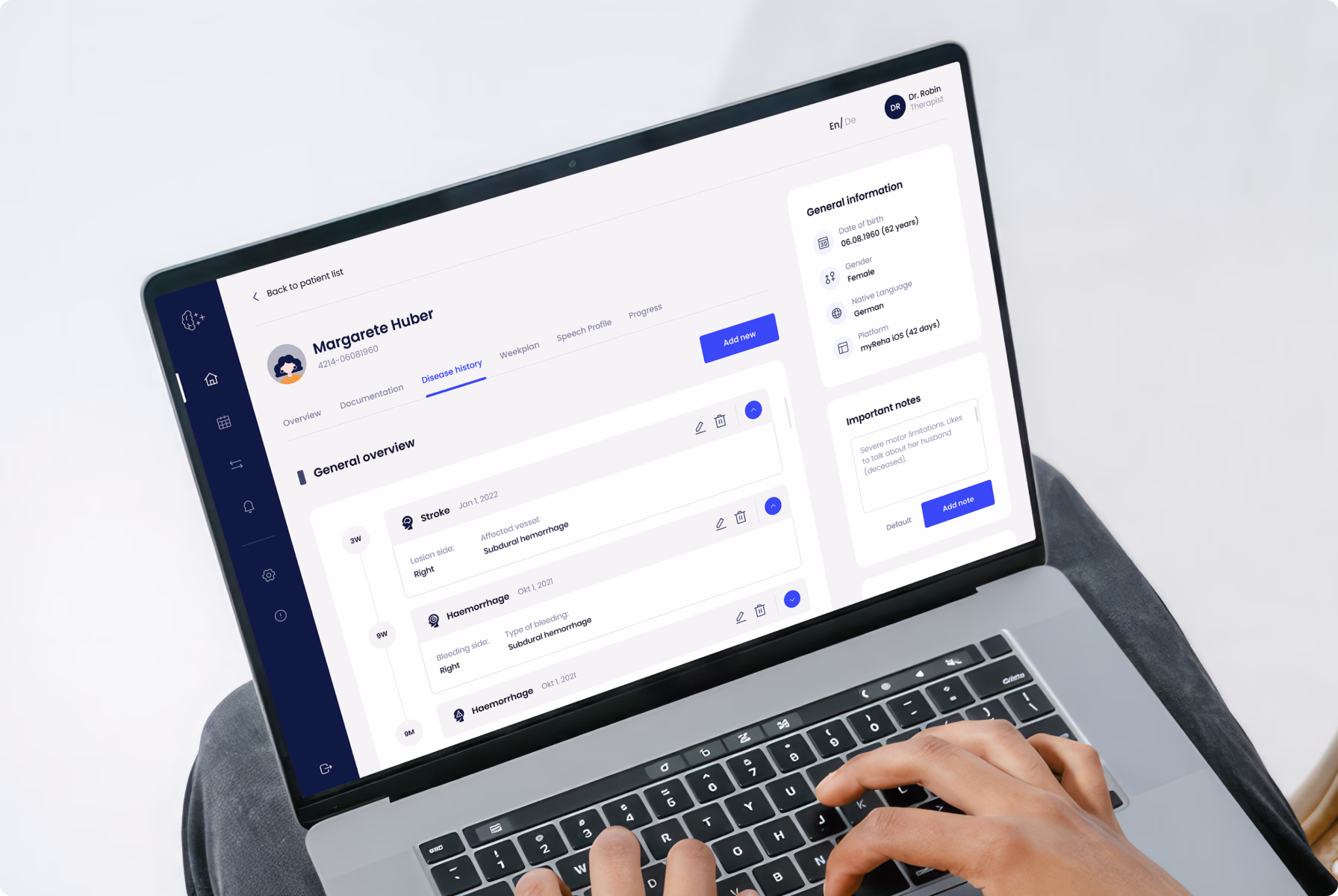 Clinic dashboard web design for patient management in MyReha platform by Halo Lab