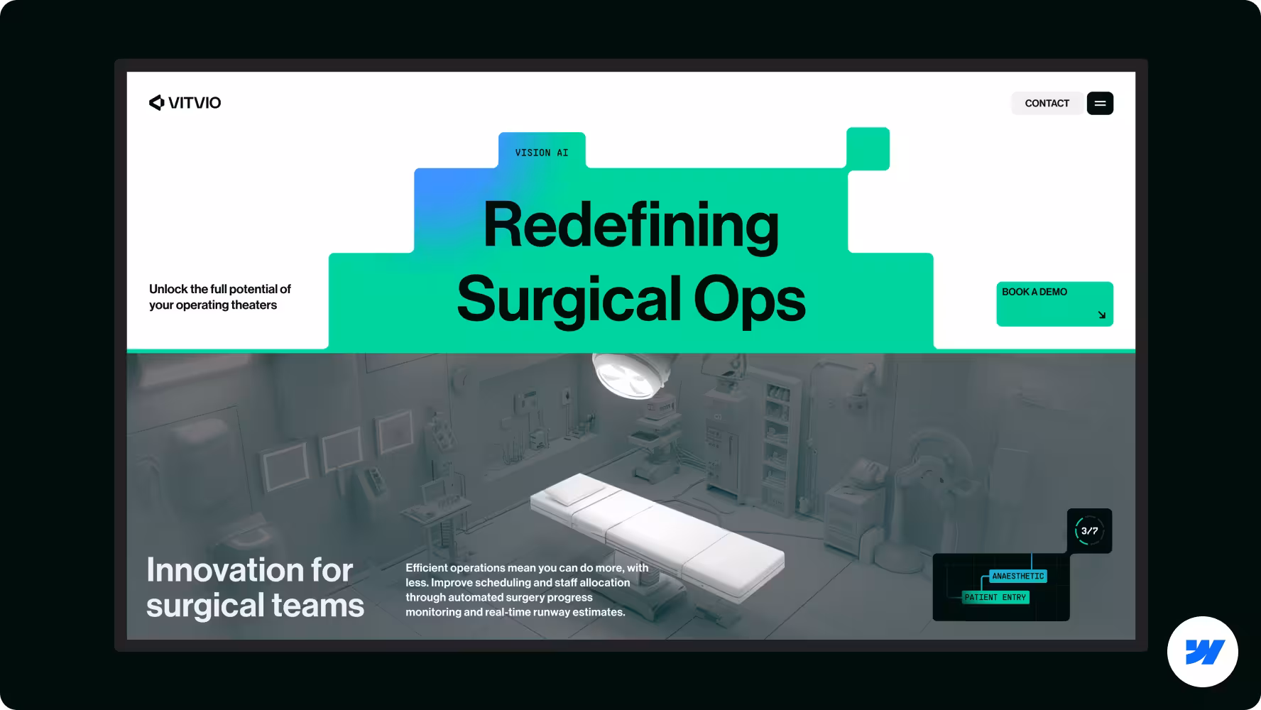 Website concept for VitVio’s surgical operations platform