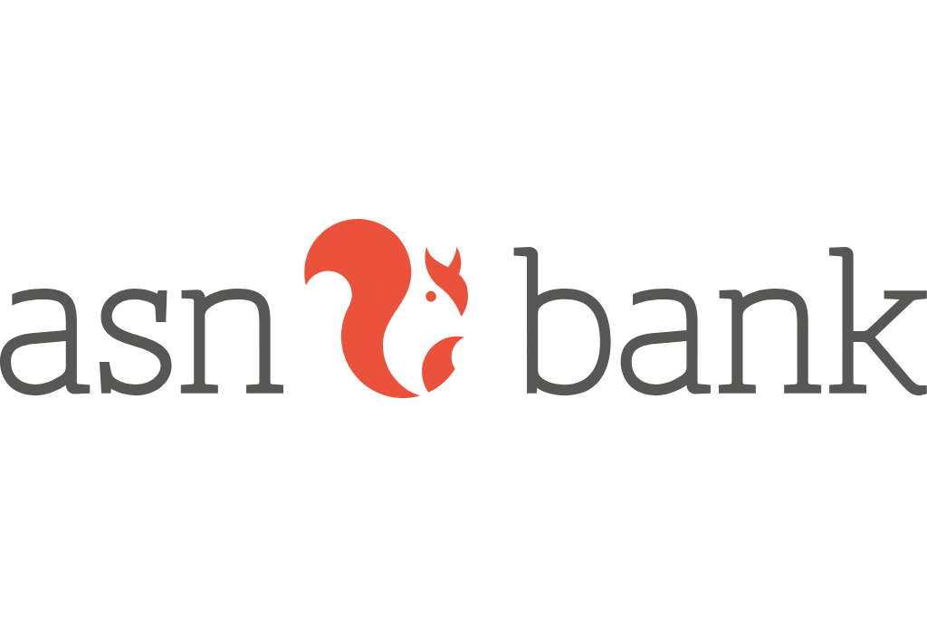 ASN Bank-logo met de naam in grijs en een rood eekhoornicoon in het midden.