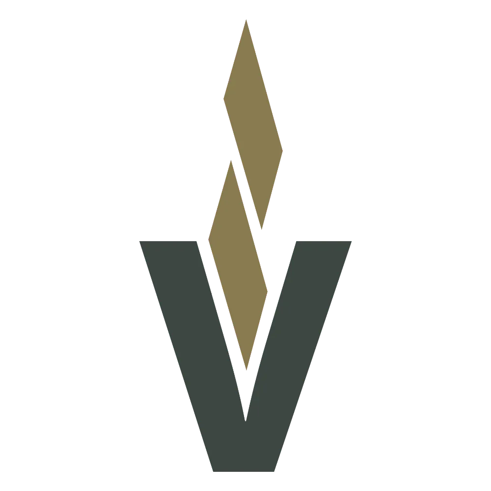 Bildmarke mit stilisiertem V und goldenen Rauten der Provenia Lösungen GmbH