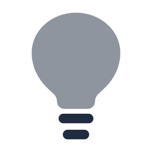 Dunkelblaues Glühbirnen-Symbol als Icon, das für Informationen, Tipps oder Ideen steht.