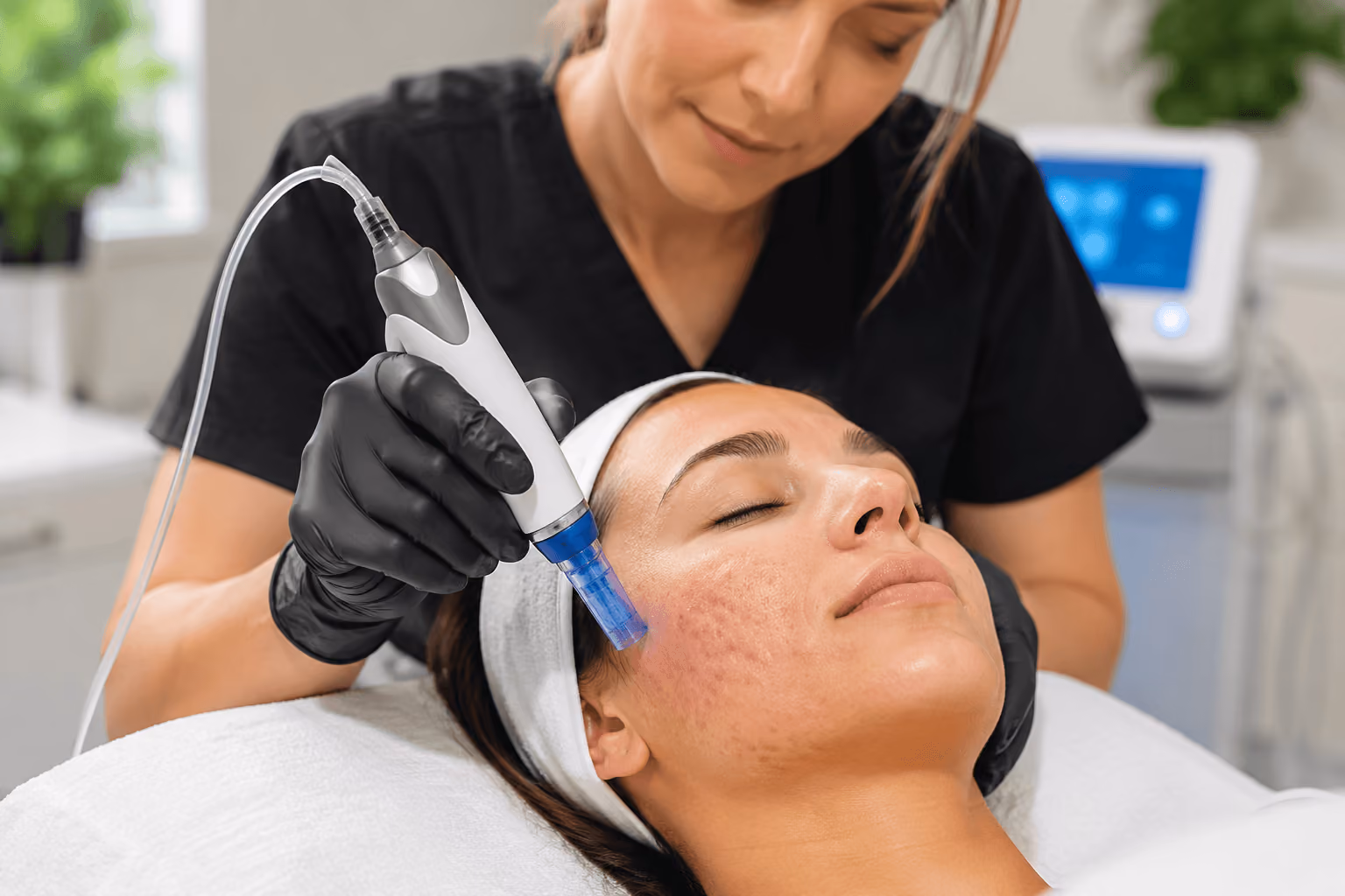 SkinPen microneedling treatment for acne scars in Draper, Utah medical spa setting