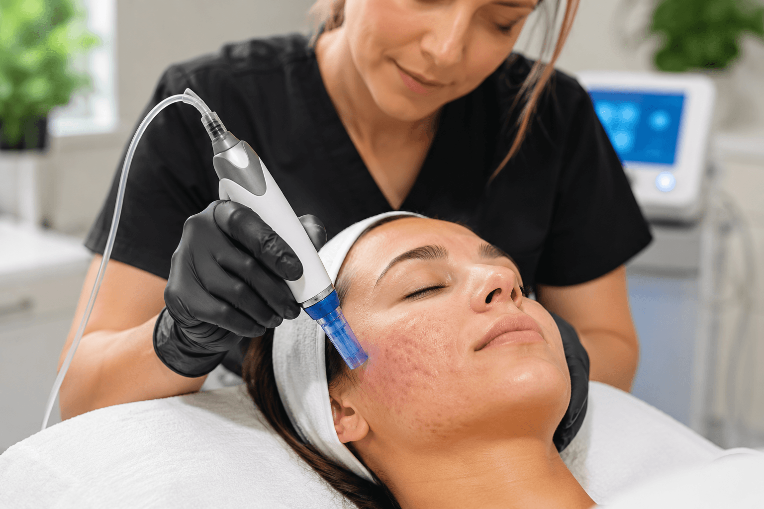 SkinPen microneedling treatment for acne scars in Draper, Utah medical spa setting