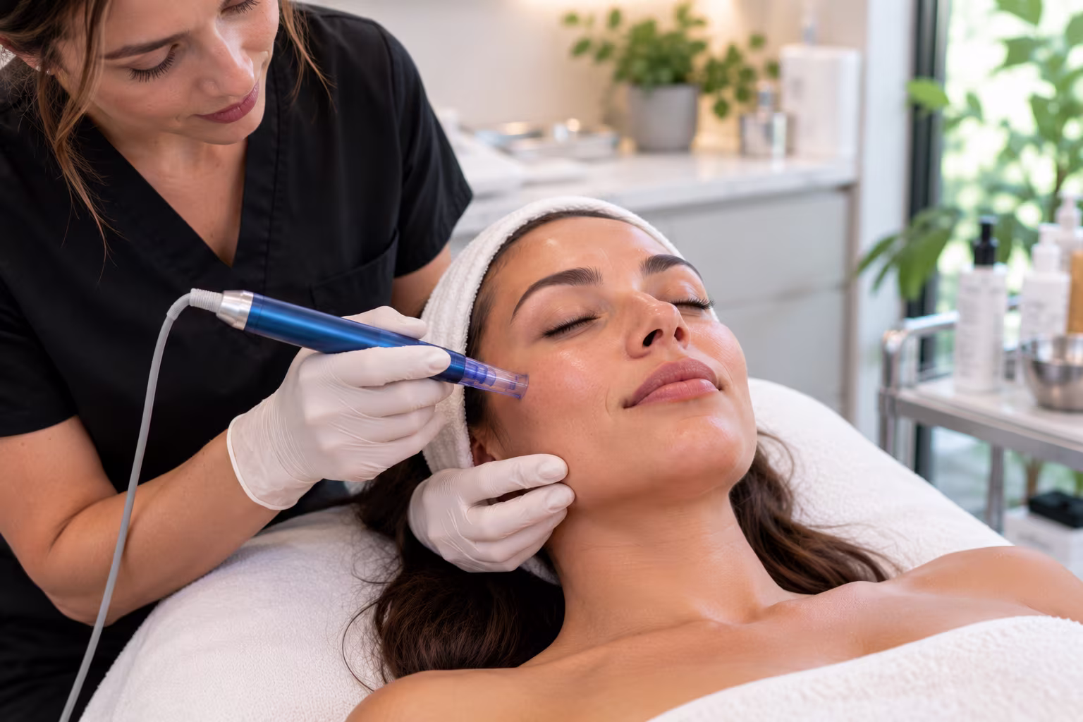 Medical provider consulting a client inside an aesthetic clinic in Draper, Utah