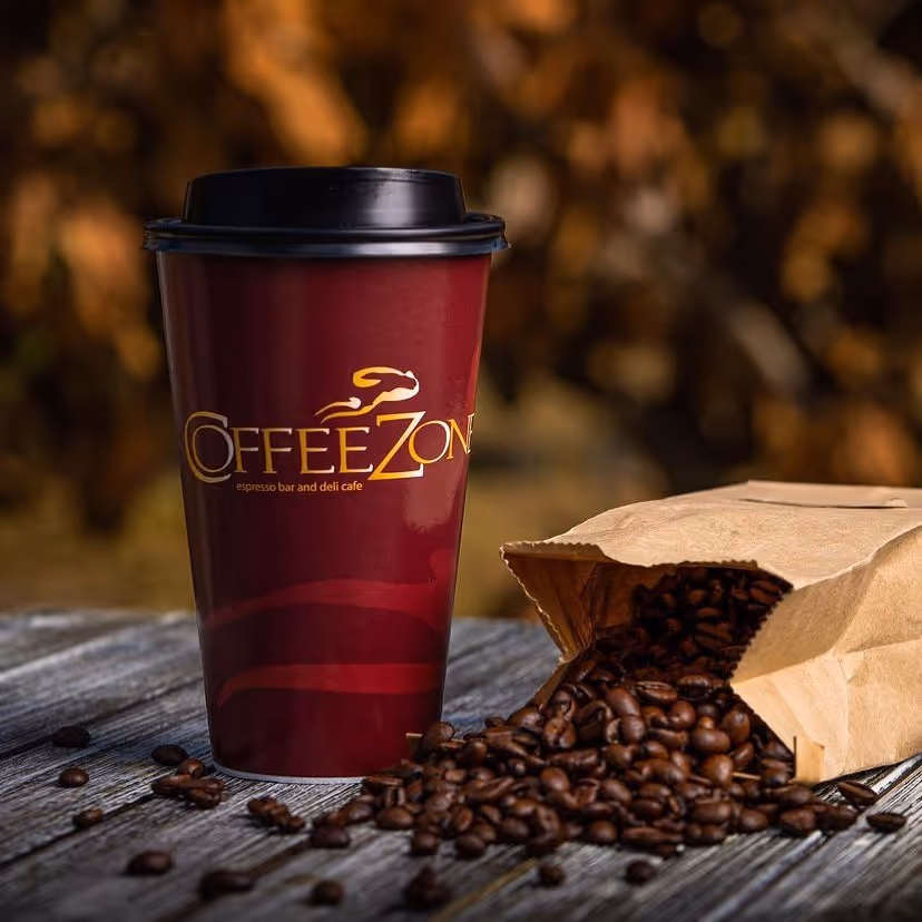 a plastic cup of coffee