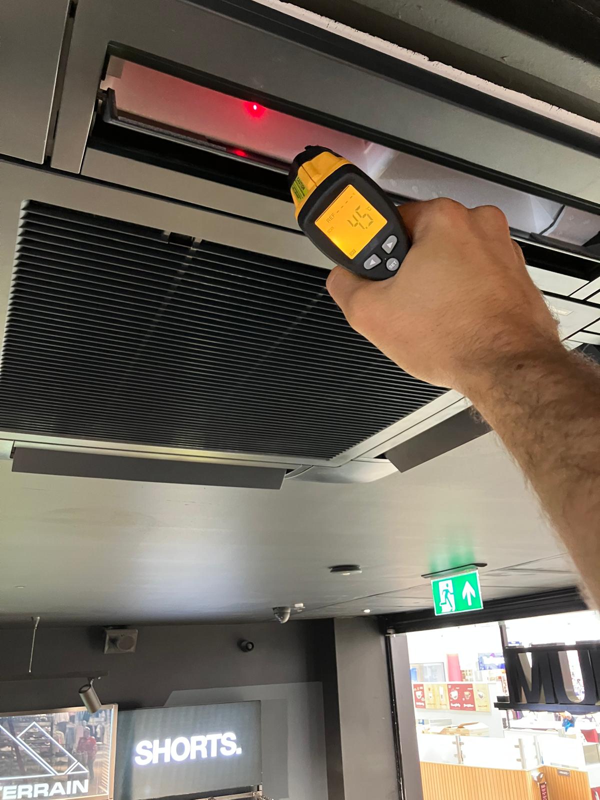 Testing an air conditioning duct for repairs