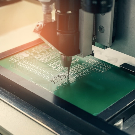 Ladontakone työstämässä piirilevyä