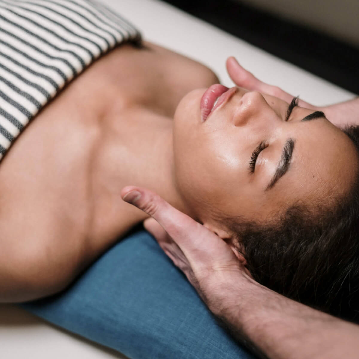 woman getting massage at spa