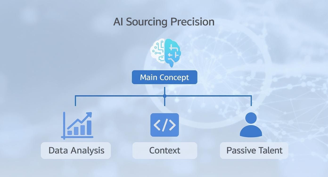 Recruitment automation software infographic showing how AI pinpoints passive talent