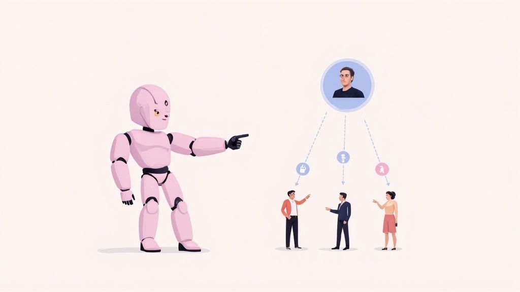 AI elevating the automated employee on boarding experience with a glowing compass