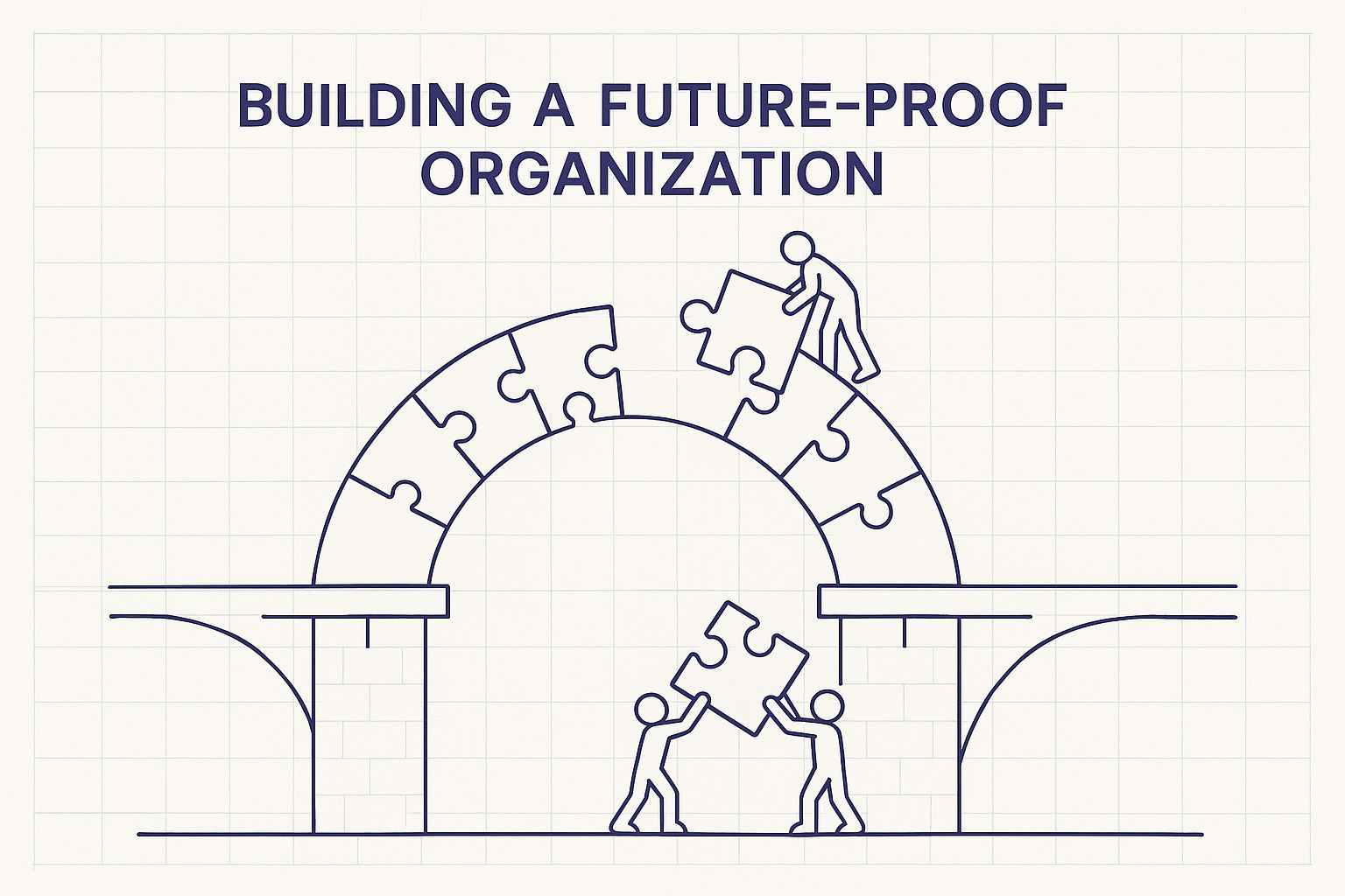 Infographic about talent development, visualizing the blueprint metaphor for building a strong team.