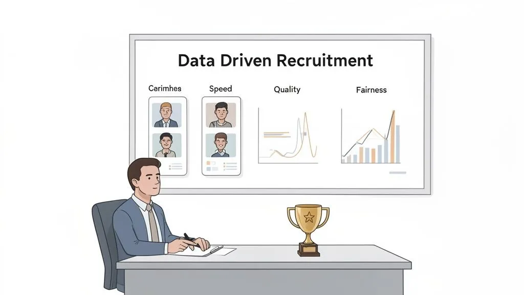 data driven recruitment dashboard with charts and candidate profiles
