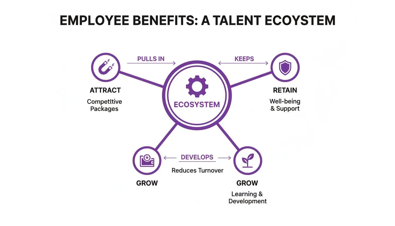 employee benefits showing how a talent ecosystem attracts, retains, and grows top performers