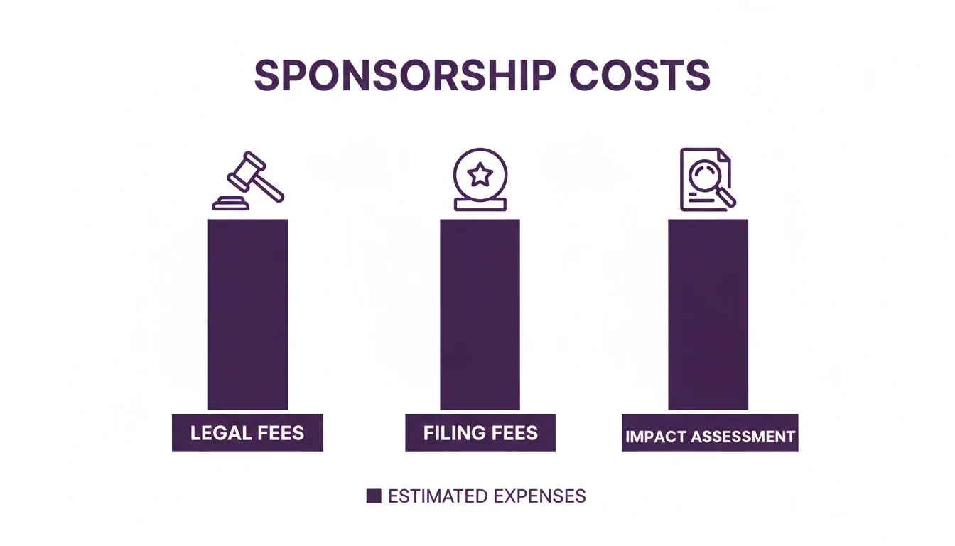 Bar chart illustrating sponsorship costs, including legal fees, filing fees, and impact assessment.