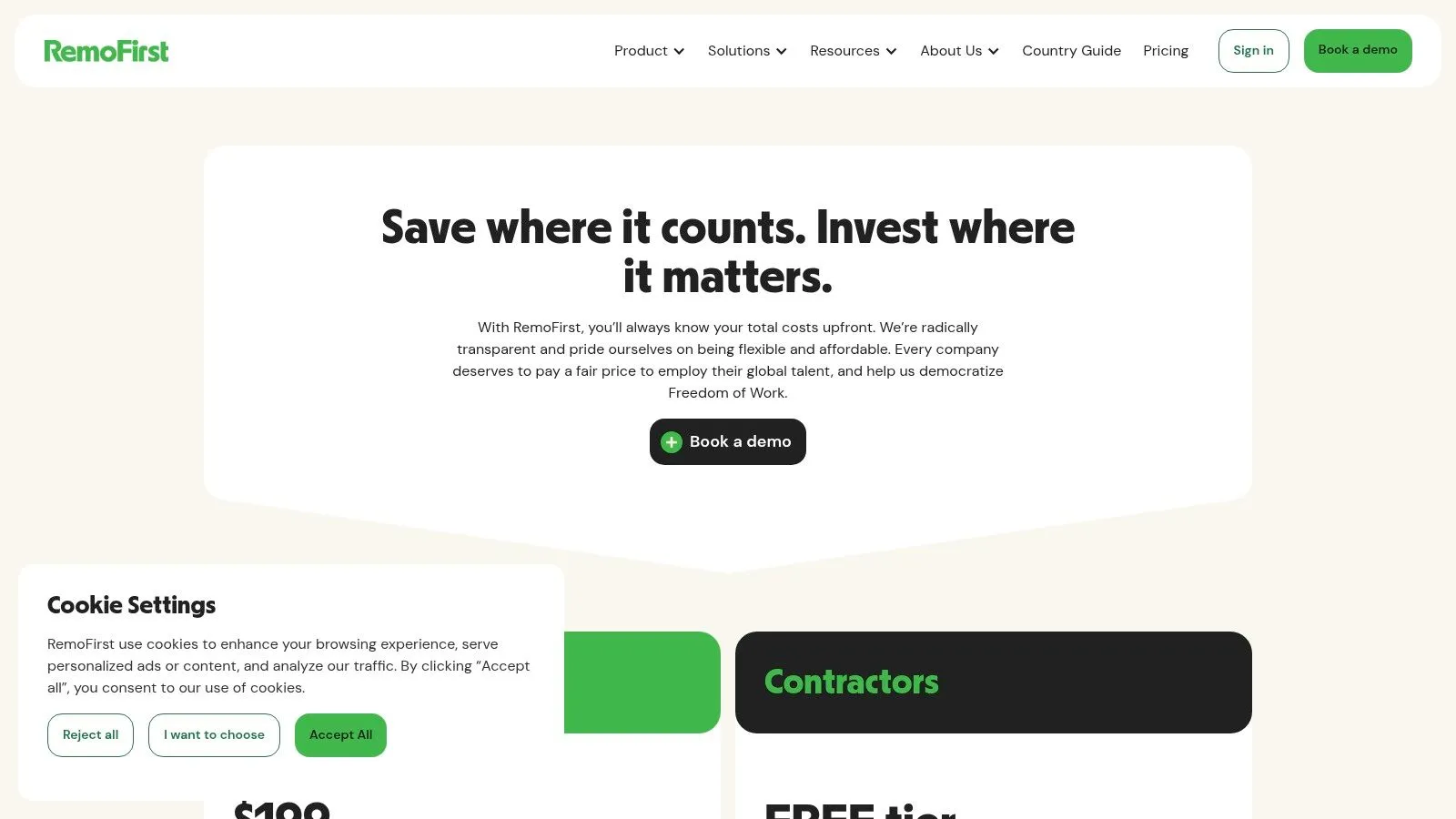 Deel alternatives website from Remofirst showing their EOR services and global reach