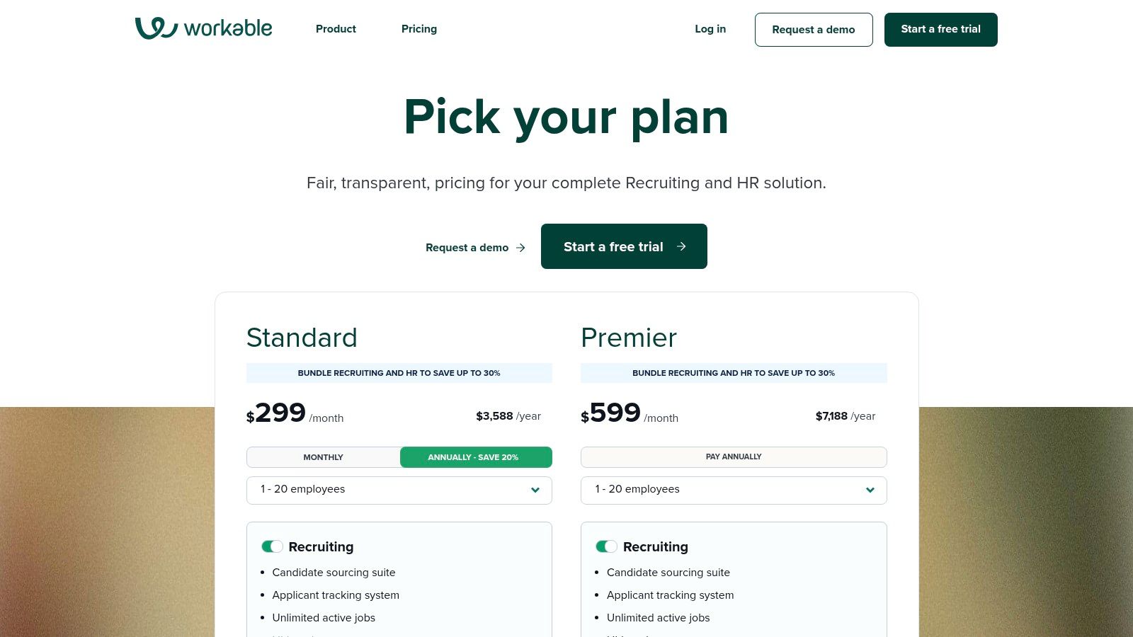 Top recruiting apps Workable pricing and plans