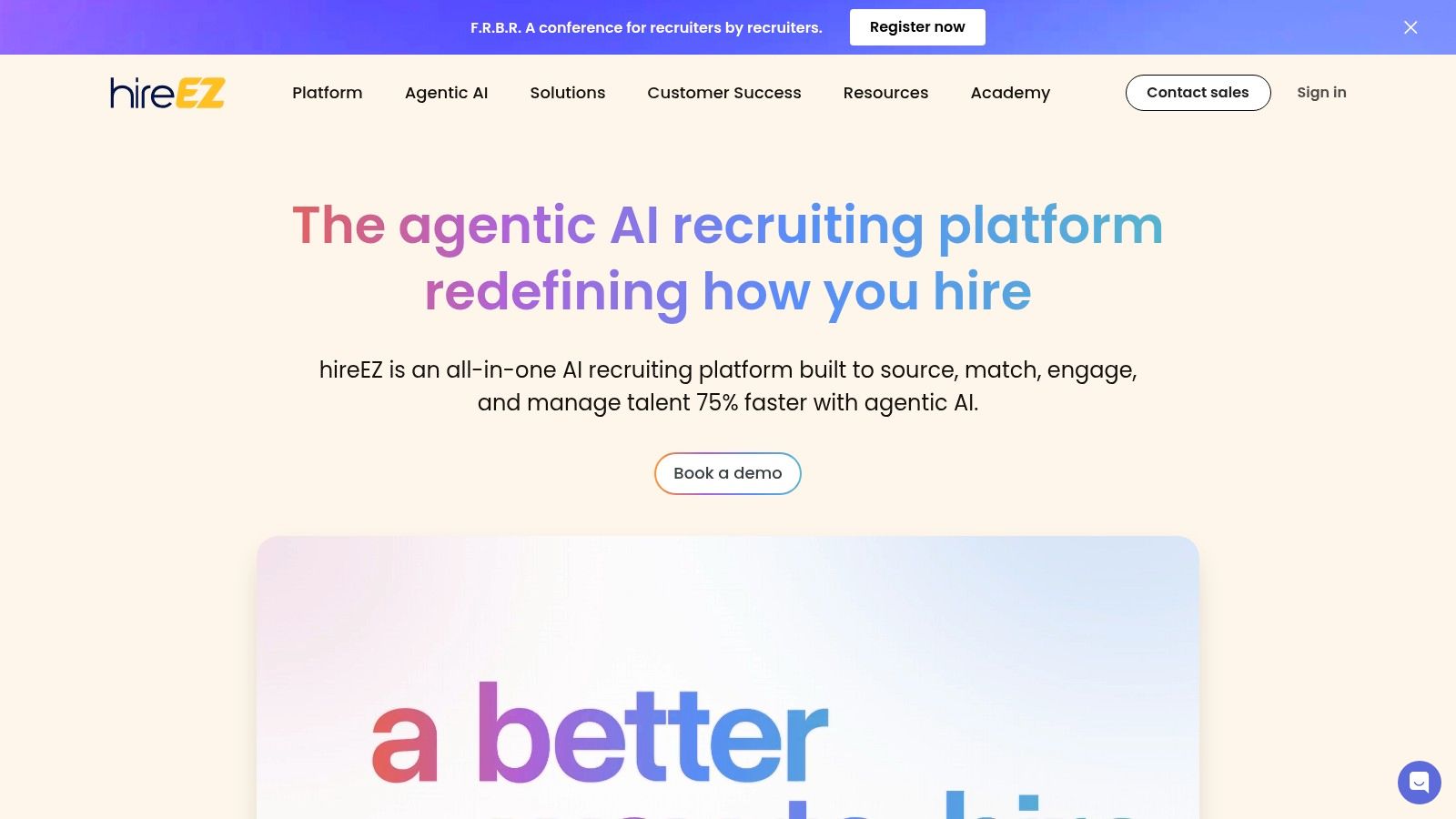 Top recruiting apps recruiting platform from hireEZ's website, showing their interface for sourcing candidates.