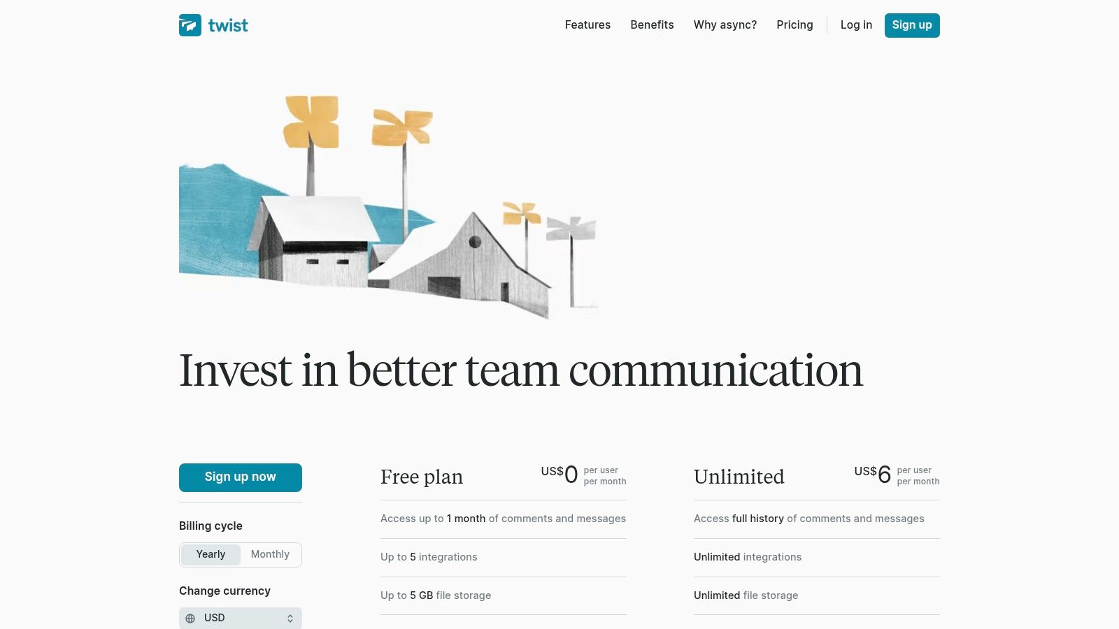 team communication tools pricing for Twist
