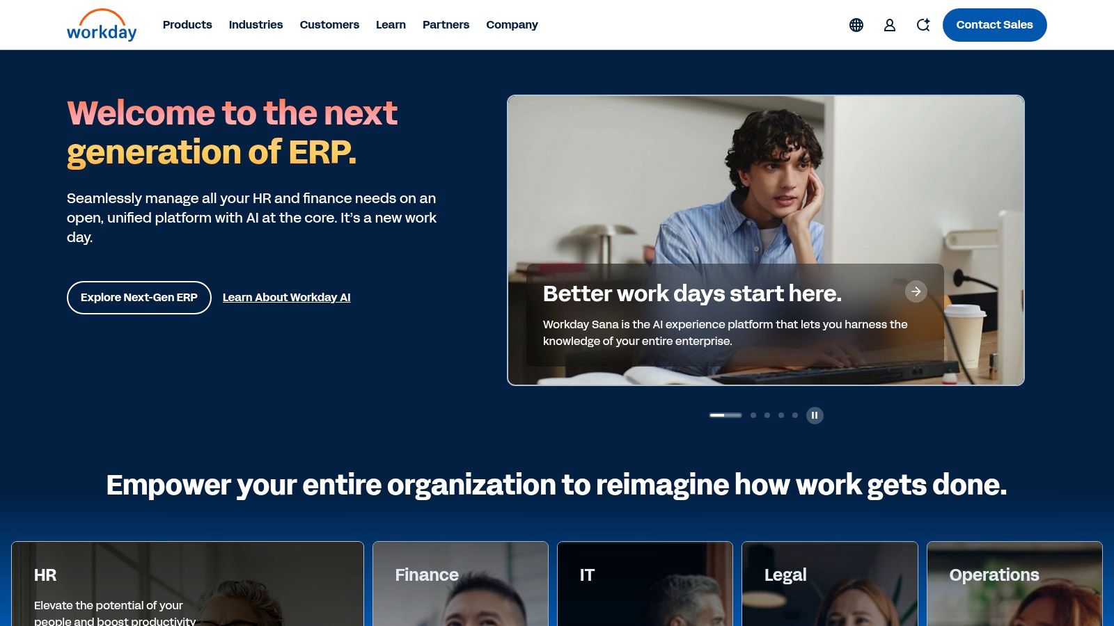 Workday ERP platform showing HR functions